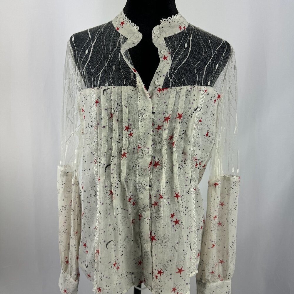 Zaful Large Star Moon See Through Blouse